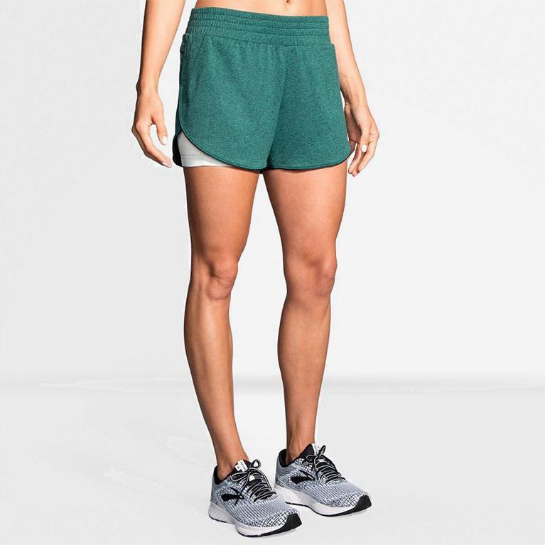 Brooks Rep 3 2-In-1 Mujer Pantalones Cortos - Verdes (2517XNUYE)